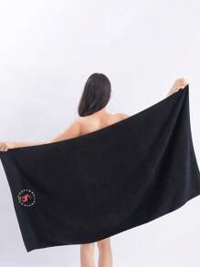 QIBHI 1 pezzo Asciugamano da bagno o da mano con ricamo colorato di cervo, colore solido, assorbente e morbido, regalo di Natale e decorazione per la casa, bagno, decorazione autunnale, per la scuola, per il salone di bellezza, hotel, sport, essenziali per la casa, asciugamano, cura della pelle - nero - Visualizzare 10