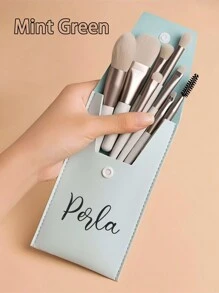 8pcs/Set Bridesmaid Makeup Brush Set, Customizable Name Storage Bag, Portable Travel Makeup Kit, Suitable For Wedding, Valentine's Day, Mother's Day Gifts, Daily Makeup - Multicolor - View 4