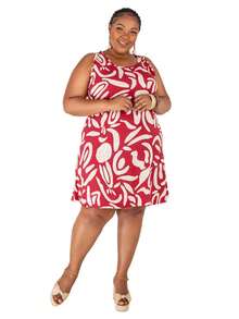 Women's Plus Size Loose Dress - Hot Pink - View 2
