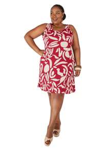 Women's Plus Size Loose Dress - Hot Pink - View 1