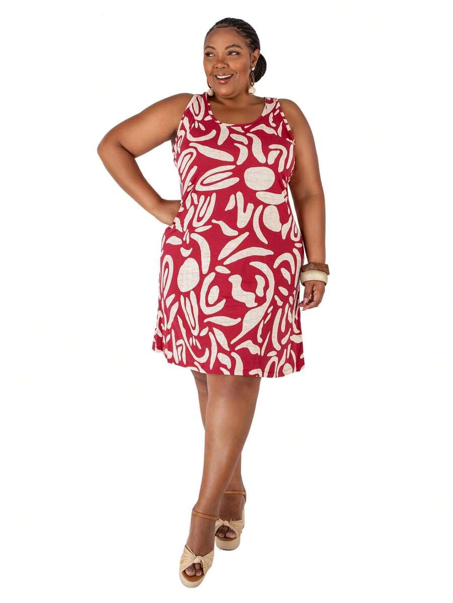 Women's Plus Size Loose Dress - Hot Pink - View 1