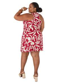 Women's Plus Size Loose Dress - Hot Pink - View 4