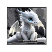 SEA MOSS CAT Bộ dụng cụ làm tranh kim cương 5D DIY (dành cho người lớn), Bộ dụng cụ thủ công nghệ thuật kim cương Acrylic tròn chủ đề rồng trắng (có thể dùng làm quà tặng trang trí tường nhà) - Nhiều màu - Xem 3