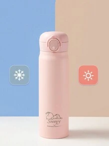 SNOOPY 1 件简约翻盖保温瓶，316 不锈钢水杯带茶滤，高品质车载杯 - 粉色 - 查看 2