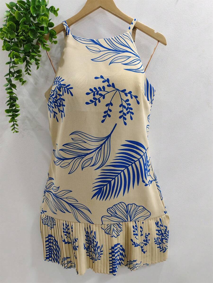 Plain  Dress With Fake - 淺藍色 - 查看 1