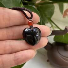 1 Natural Crystal Agate Heart-Shaped Pendant, Colorful Quartz Gemstone, Fashion Necklace, High Quality Gemstone Crystal Jewelry, All Hand Carved, Lady Wealth Pendant, For Her Gift, Suitable For Halloween, Christmas And Various Holiday Party Gifts, Crystal Gift (With Gift Box). - Love - View 10