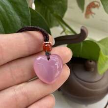 1 Natural Crystal Agate Heart-Shaped Pendant, Colorful Quartz Gemstone, Fashion Necklace, High Quality Gemstone Crystal Jewelry, All Hand Carved, Lady Wealth Pendant, For Her Gift, Suitable For Halloween, Christmas And Various Holiday Party Gifts, Crystal Gift (With Gift Box). - Love - View 9
