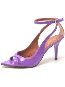 Women's Sandals With Thin Medium Heel And Leaf Toe - 紫色 - 查看 3