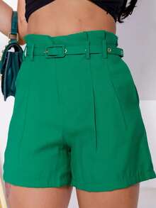 MKMT Short Cherry Elegant T/N FEMININE Sensory Fabric WITH BELT - 綠色 - 查看 1