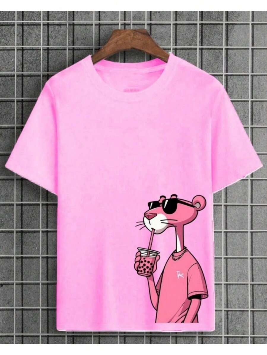 Pink Panther Men's Basic Streetwear Shirt New Release - 淺粉色 - 查看 1