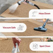 NuLOOM Asha Simple Border Indoor/Outdoor Area Rug For Bedroom, Dining Room, Living Room, Hallway, Office, Kitchen, Entryway - 卡其色 - 查看 4