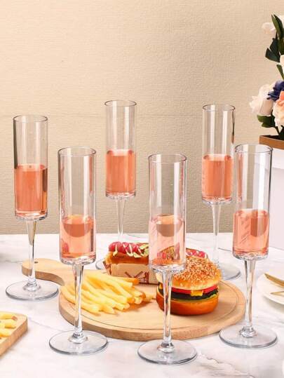 2/6/12/14pcs Crystal Champagne Flutes, Clear/Pink/Blue, 5.5oz Shatterproof Plastic Stemware, Reusable Champagne Glasses, Modern And Elegant, Suitable For Weddings, Parties, Christmas, Birthdays, Halloween, Thanksgiving