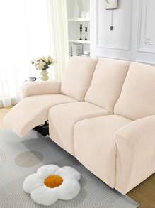 4/6/8 件雪花锦缎弹力躺椅沙发套，家庭卧室客厅餐厅防尘防污防猫抓沙发套 - 米色 - 查看 3