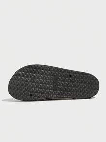 大码女式新款蓬松黑色凉鞋欧美风钻石亮片一脚蹬休闲室内/室外度假平底鞋 - 黑色毛毛 - 查看 5