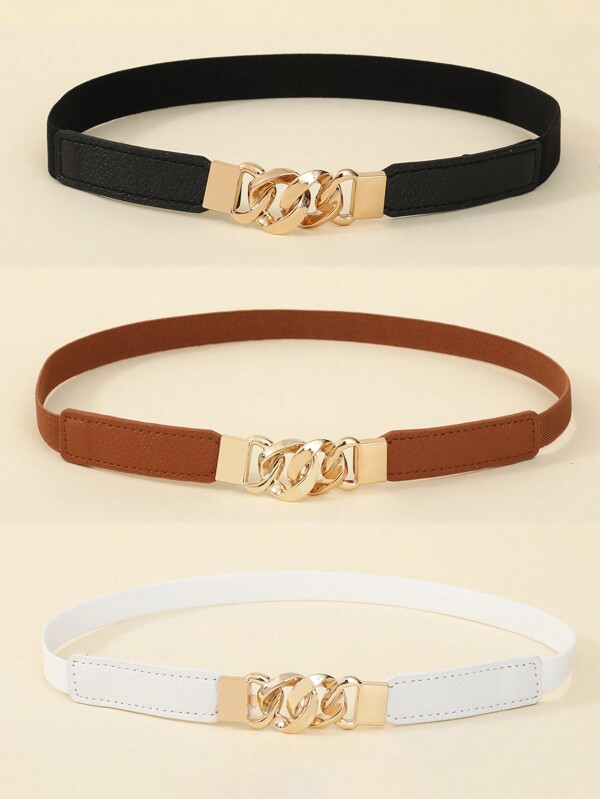 1pc Women's Elastic Waist Chain Buckle Decoration Belt, Multi-Color, Suitable For Dresses, Coats And Daily Outfit Summer, School Fall, Autumn, Halloween