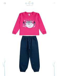 Cleomara Girl's Hoodless Winter Mid-Season Set - 玫紅色 - 查看 5