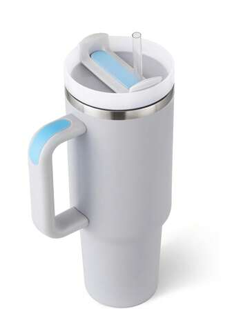 1pc 40oz Stainless Steel Double Wall Tumbler - Insulated, Heavy Duty, Leak-Proof Lid & Comfortable Handle And Colorful Accessories Are Available- Perfect For Summer Drinks, Indoor/Outdoor Use, Kitchen Essentials Back To School