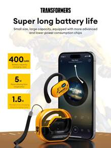 TRANSFORMERS TF-T15 Passive Noise Cancellation Earphones With High Definition Surround Sound, Microphone For Voice Calls, Music & Gaming, Low Latency, Long Battery Life, Smart Touch Control, Open-Ear Wireless Headphones