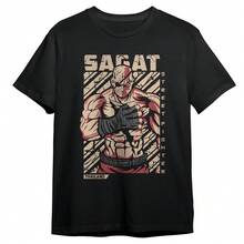 Sagat Street Fighter T-Shirt Gamer Geek Nerd Blouse Shirt Men Women 100% Cotton Top Premium Streetwear New Release Fast Shipping Various Colors!! Plus Size - 黑色 - 查看 2