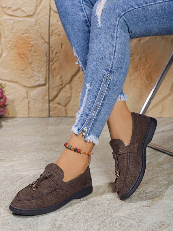 2024 Najnowsze damskie stylowe, stylowe, wysokiej klasy, modne, antypoślizgowe, trwałe, swobodne, wsuwane, lekkie, damskie, kawowe, czarne, podeszwy, płaskie mokasyny