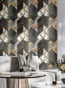 1卷剥离和粘贴壁纸黑色几何壁纸接触纸可移除壁纸黑色渐变色自粘防水壁纸适用于卧室墙壁装饰乙烯基。，翻新贴纸剥离墙板，墙纸，壁纸，春季装饰物品刷新你的家，节日装饰贴纸礼物生日毕业 - 彩色 - 查看 2