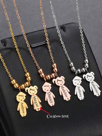 Customized Personalized Engraved Pet Memorial Gift - Can Engrave Name & Text, Unique Boy Girl Pendant Accessory, Stainless Steel Kids Necklace, Family Birthday Gift Back To School Winter Gift Ideas Boy Girl Valentine's Day