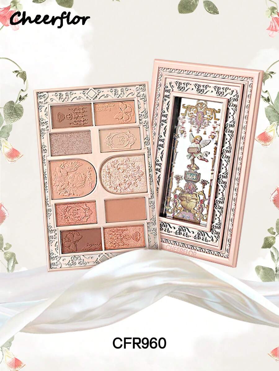 CHEERFLOR Embossed Makeup Palette, Eyeshadow Pallet, Highly Pigmented, With Magnetic Rotatable Lid, Matte Shimmer Powder Eyeshadow Palette, Long-Lasting Bright Shimmer Eyeshadow, Light, Smooth, With Mirror, Highlighters Contour Blush Powder All In One Makeup Pallet, Daily Makeu Cosmetic - CFR960 - Xem 1