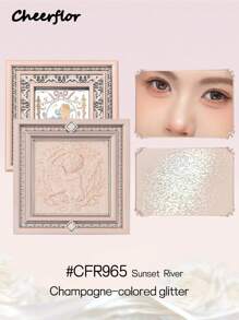 CHEERFLOR 浮雕面部粉末荧光笔，带磁性旋转盖，腮红荧光笔调色板，光泽闪光亮点，自然闪亮亮点，化妆照明器，轻盈，光滑，面部美容化妆 - CFR965 - 查看 12
