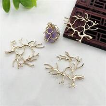 2/6 件 DIY 树枝设计吊坠框架套装，适用于手工珠宝，包括 3 个金色和 3 个银铜水晶吊坠支架，用于制作项链，男女通用手工用品