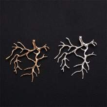 2/6 件 DIY 树枝设计吊坠框架套装，适用于手工珠宝，包括 3 个金色和 3 个银铜水晶吊坠支架，用于制作项链，男女通用手工用品