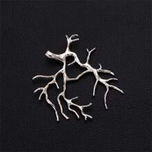 2/6 件 DIY 树枝设计吊坠框架套装，适用于手工珠宝，包括 3 个金色和 3 个银铜水晶吊坠支架，用于制作项链，男女通用手工用品