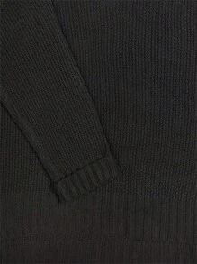 Plus Size Solid Color Asymmetric Collar Long Sleeve Pullover Sweater, Casual Loose Fit Front Short Back Long, Autumn/Winter