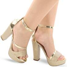 Sandália Feminina Salto Grosso Alto Meia Pata Confortável P125