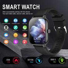 1 pieza Reloj inteligente con correa de silicona unisex con función de llamada, contador de pasos, seguimiento de calorías, modos deportivos múltiples, alarma, recordatorio de llamadas y mensajes, pantalla táctil HD completa de 2,01", compatible con Android e iOS - Negro - Ver 10