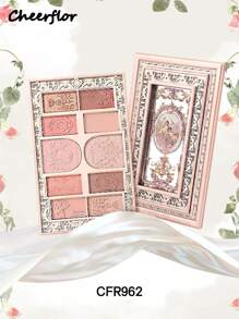 CHEERFLOR 浮雕化妆盘，眼影盘，高显色度，带磁性旋转盖，哑光闪光粉眼影盘，持久亮泽闪光眼影，轻盈，顺滑，带镜子，荧光笔轮廓腮红粉一体式化妆盘，日常化妆品