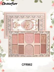 CHEERFLOR 浮雕化妆盘，眼影盘，高显色度，带磁性旋转盖，哑光闪光粉眼影盘，持久亮泽闪光眼影，轻盈，顺滑，带镜子，荧光笔轮廓腮红粉一体式化妆盘，日常化妆品