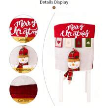 1 件圣诞椅套，节日装饰椅背套，适用于餐厅家居 - 圣诞老人、驯鹿、雪人图案，可重复使用，无羽毛 - 彩色 - 查看 11