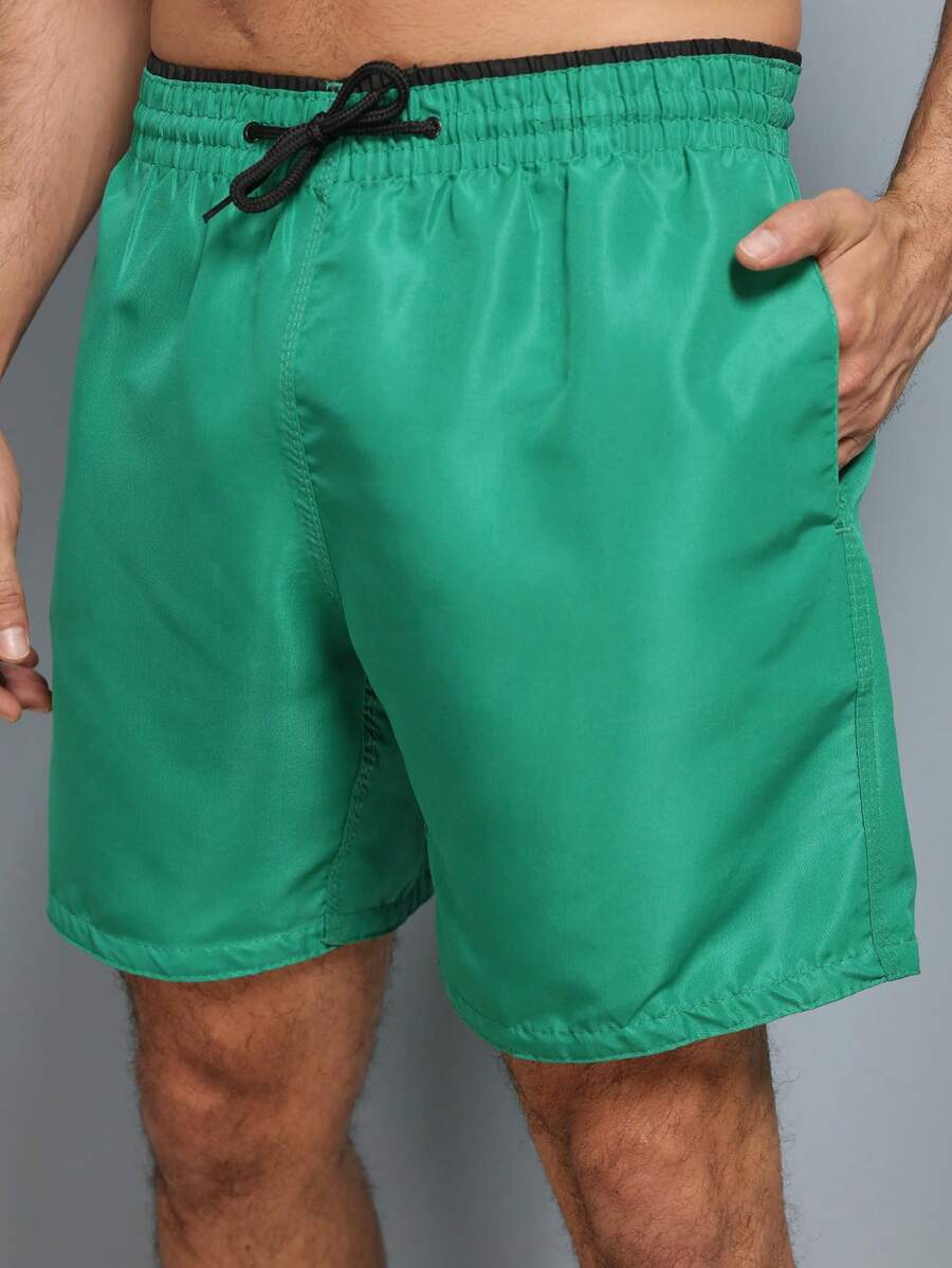 Men's Bermuda Shorts, High Elasticity, Tactel, Plain Gym - Green - View 1