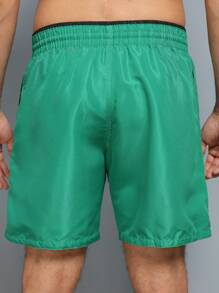 Men's Bermuda Shorts, High Elasticity, Tactel, Plain Gym - Green - View 3