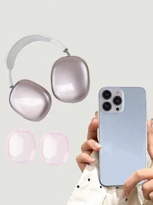 1 个大孔径透明外壳和 1 对耳机保护壳，防摔软壳兼容苹果手机和 AirPods Max 耳机 - 無色 - 查看 6