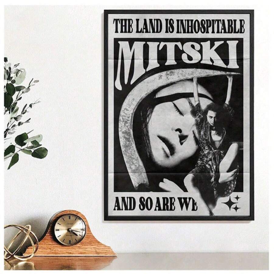 1 件，复古 Mitski 音乐帆布墙艺术复古海报，适用于卧室和客厅，鼓舞人心的艺术品，增强家居美感，无框/有框 - 黑與白 - 查看 1
