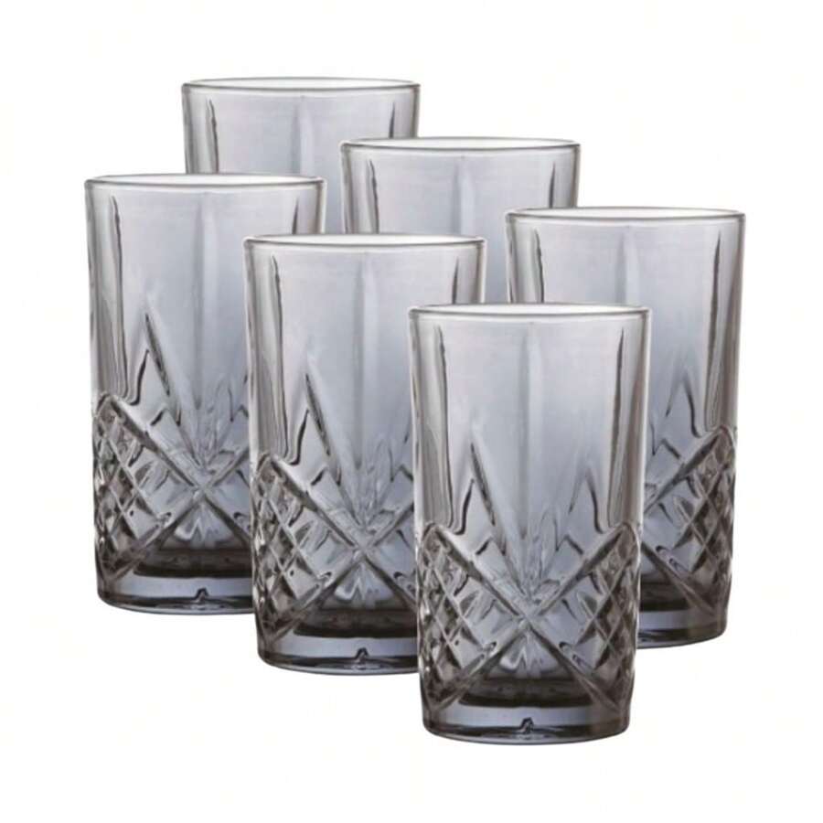 Set Of 6 360ml Glass Cups – Elegance And Functionality For Water And Juice - 灰色 - 查看 1