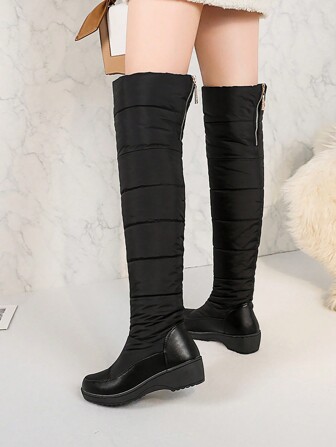 女式高帮冬季保暖雪地靴，防风，防水，防滑，厚保暖内衬，平跟，耐寒