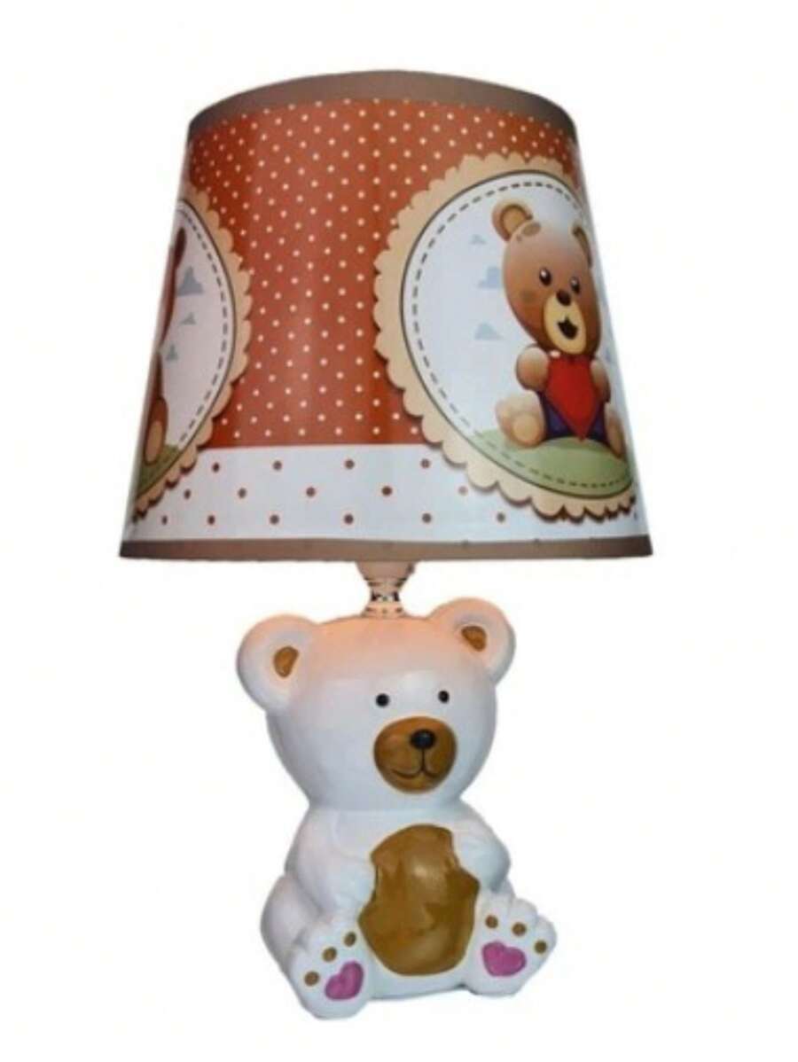 Family's Porcelain Bear Table Lamp 36cm - Brown Or White - Bear Bedroom Lamp - trắng - Xem 1