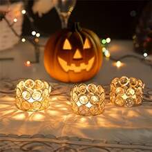 Honeydak 2 chiếc chân nến pha lê vàng, đèn cầy, đồ trang trí bàn trà, đồ trang trí thanh lịch, dùng để trang trí nhà cửa, không bao gồm nến (vàng), trang trí phòng, quà tặng - Nhiều màu - Xem 6