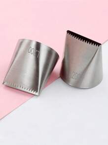 1入組大號單面齒狀裝飾嘴，超大號不鏽鋼結構裝飾嘴，帶雙面齒狀的平面裝飾嘴，適用於塗抹奶油，DIY蛋糕烘焙工具 - 銀色 - 查看 3