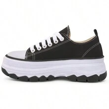 Women's Casual Sports Fashion Sneakers With Thick Sole And High Heel - màu đen - Xem 4