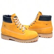 Coturnos Trekking Masculino Couro Legitimo Solado Flexível - 445 Amarelo - Visão 6