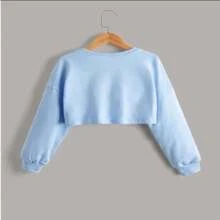 Long Sleeve Cropped Blouse Style And Comfort: Offers A Sophisticated Look Without Sacrificing Well-Being. - 淺藍色 - 查看 3