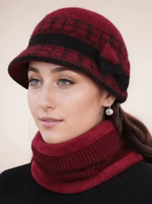 Chic Bow Woolen Beanie - Cozy & Thick Thermal Lined For Extra Warmth, Perfect For Skiing, Hiking & Casual Attire, Hand Washable - 1pc/2pcs Set With Matching Scarf